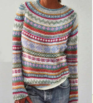 Pullover femme col rond coupe ample décontracté