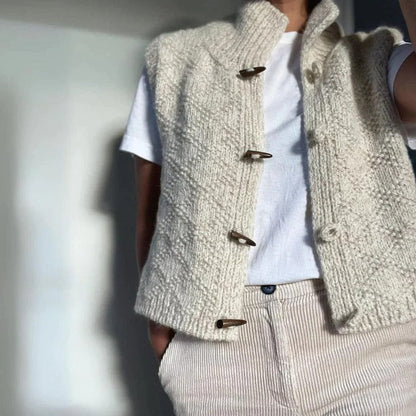 Gilet femme sans manches structuré coupe épurée neutre