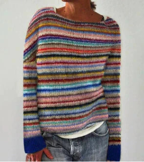 Pullover femme col rond coupe ample décontracté