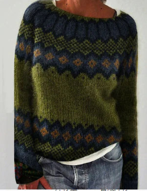 Pullover femme col rond coupe ample décontracté