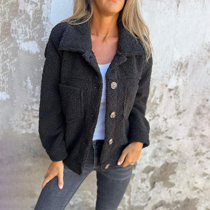 Manteau femme coupe droite col revers longueur mi-cuisses