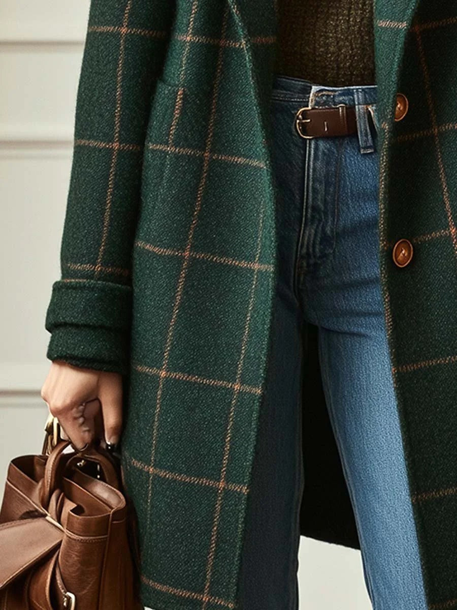 Manteau à carreaux femme | Motif vichy, longueur midi