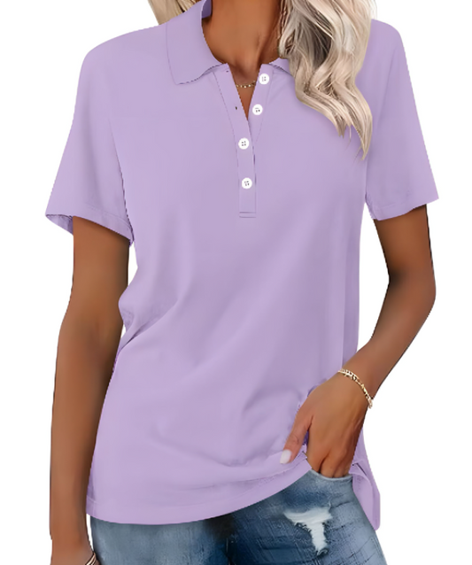 Polo en Coton Luxe - Élégance et Confort - Style Féminin-T-Shirts pour Femmes-PARIS FEMME