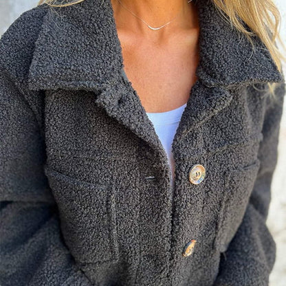 Manteau femme coupe droite col revers longueur mi-cuisses