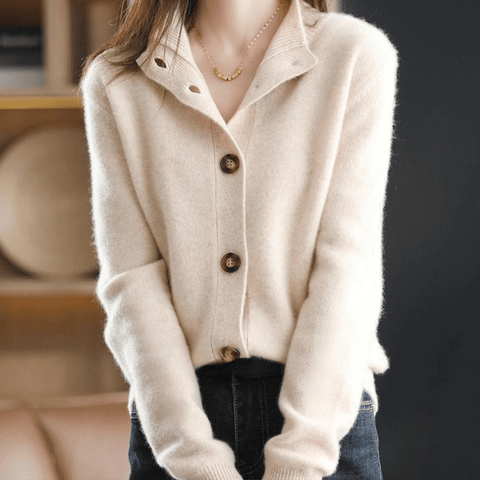Gilet Cachemire | Tricoté Chaud, Beige Naturel