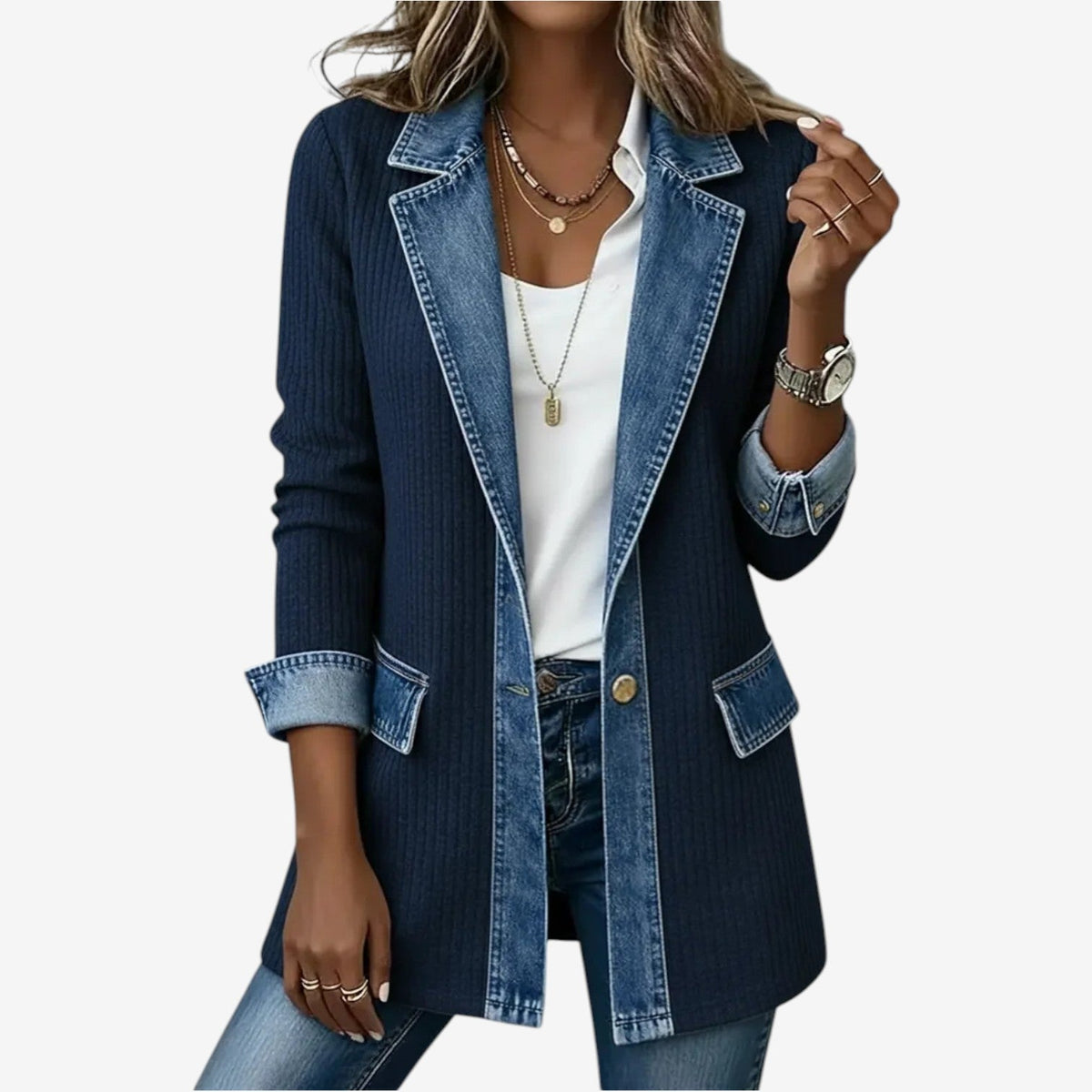 Veste femme effet superposé toucher doux coupe drapée décontractée