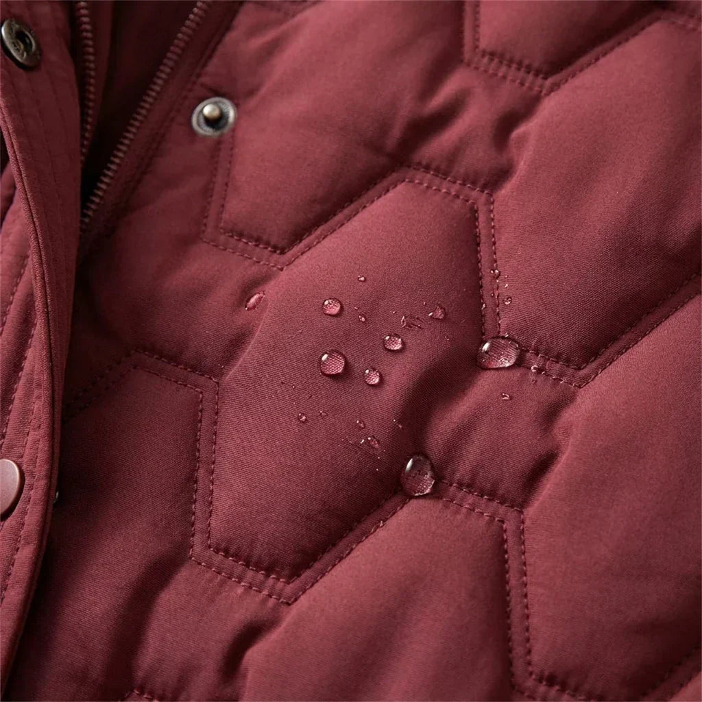 Manteau long imperméable à capuche | Chaleur légère | Femme