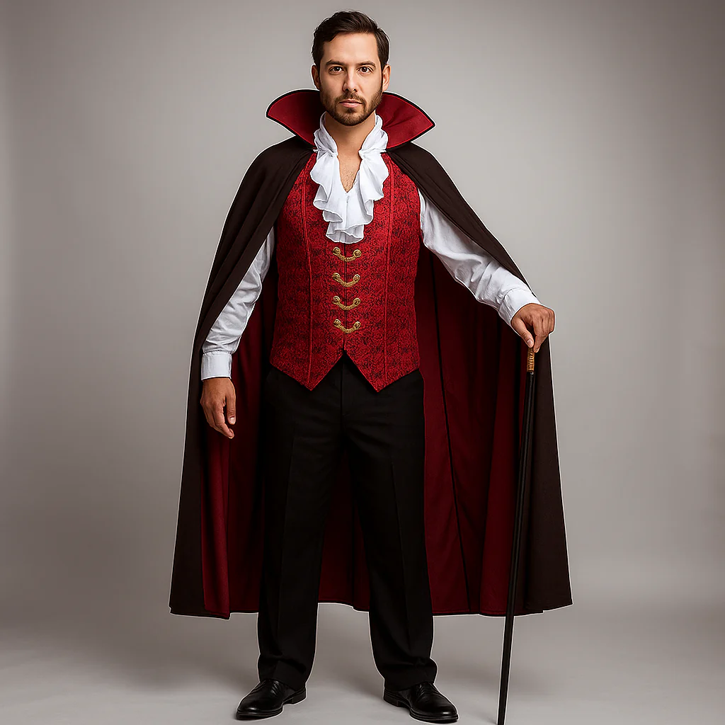 Costume de Vampire Gothique Homme avec Cape Longue