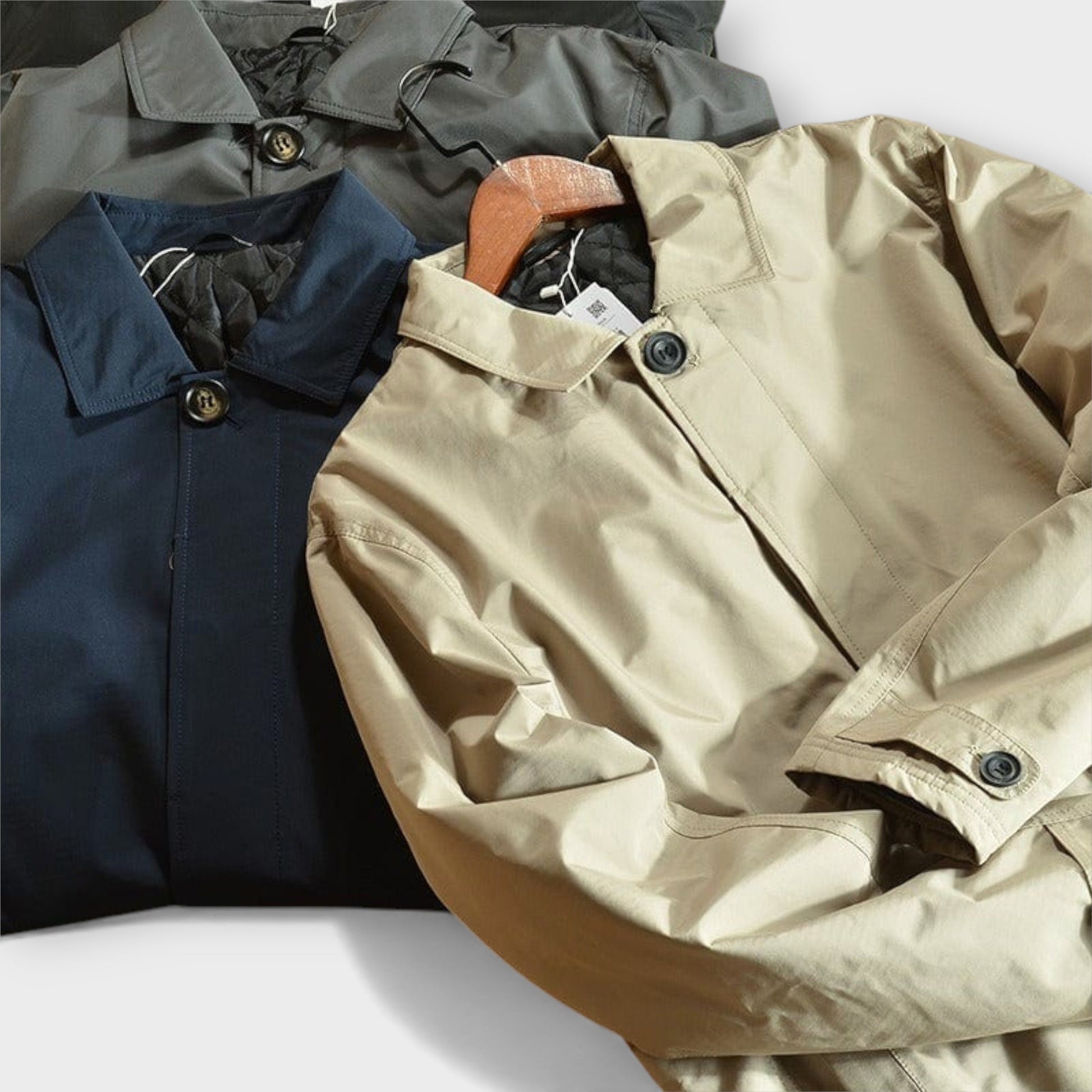 Manteau Casual | Coupe Droite, Col Montant | Gris, Bleu Marine, Noir, Beige