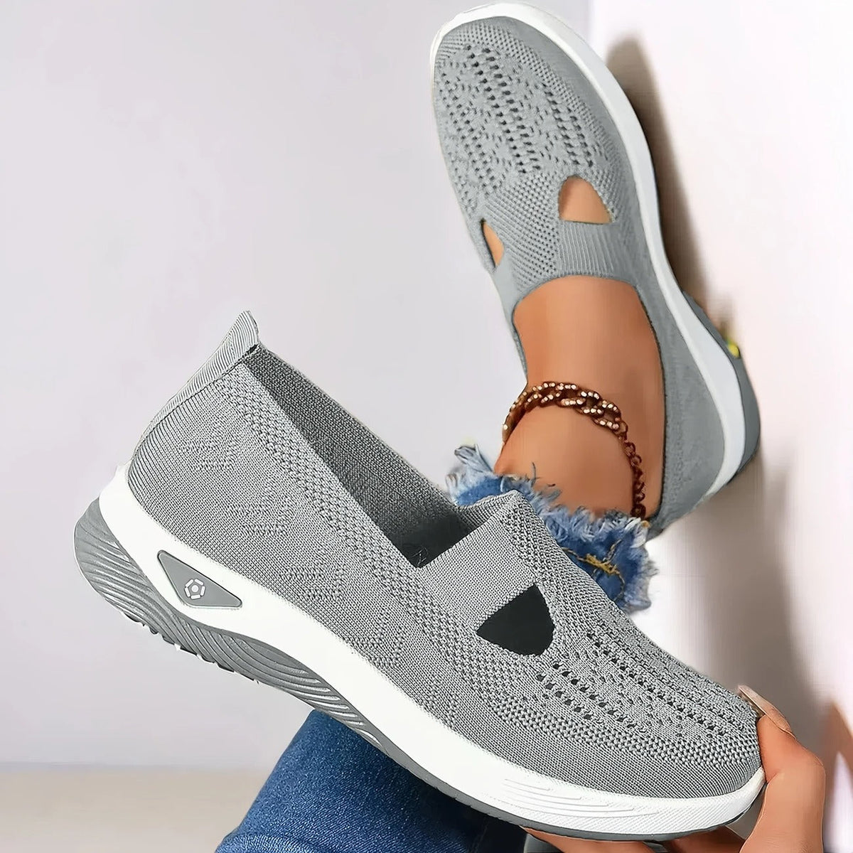 Chaussures orthopédiques femme respirantes antidérapantes bout rond sans lacets