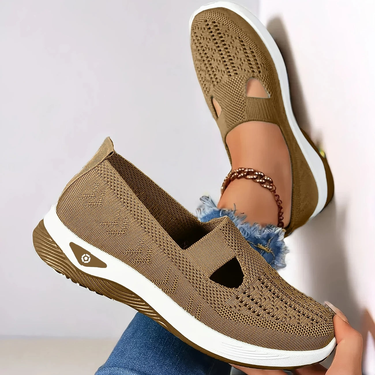 Chaussures orthopédiques femme respirantes antidérapantes bout rond sans lacets