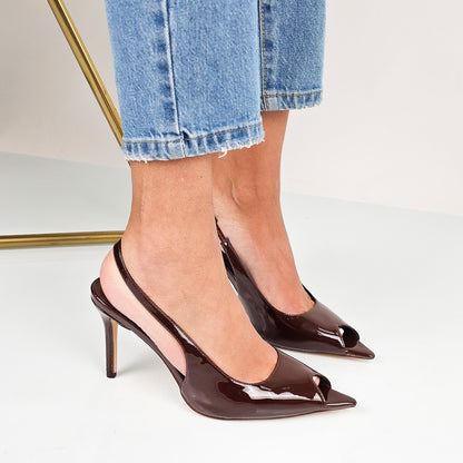 Escarpins slingback similicuir talon 11cm femme