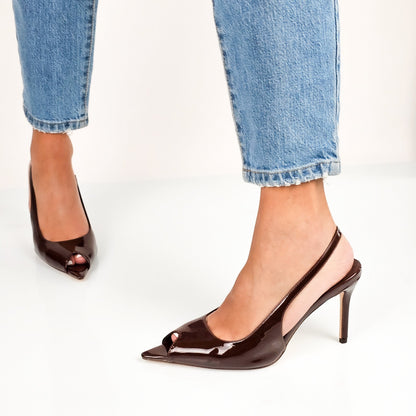 Escarpins slingback similicuir talon 11cm femme