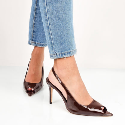 Escarpins slingback similicuir talon 11cm femme