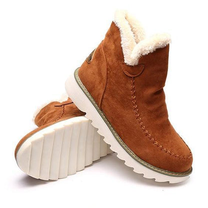 Bottines femme fourrées hiver semelle crantée pull-on neige