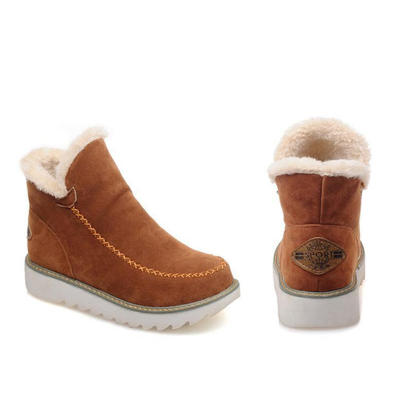 Bottines femme fourrées hiver semelle crantée pull-on neige