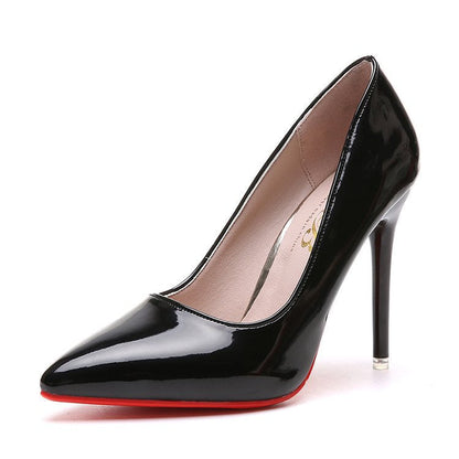 Talons de Danse Ballroom Femme | Noir Vernis, Pointe Fine