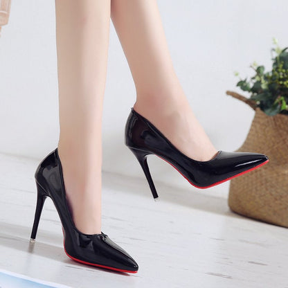 Talons de Danse Ballroom Femme | Noir Vernis, Pointe Fine