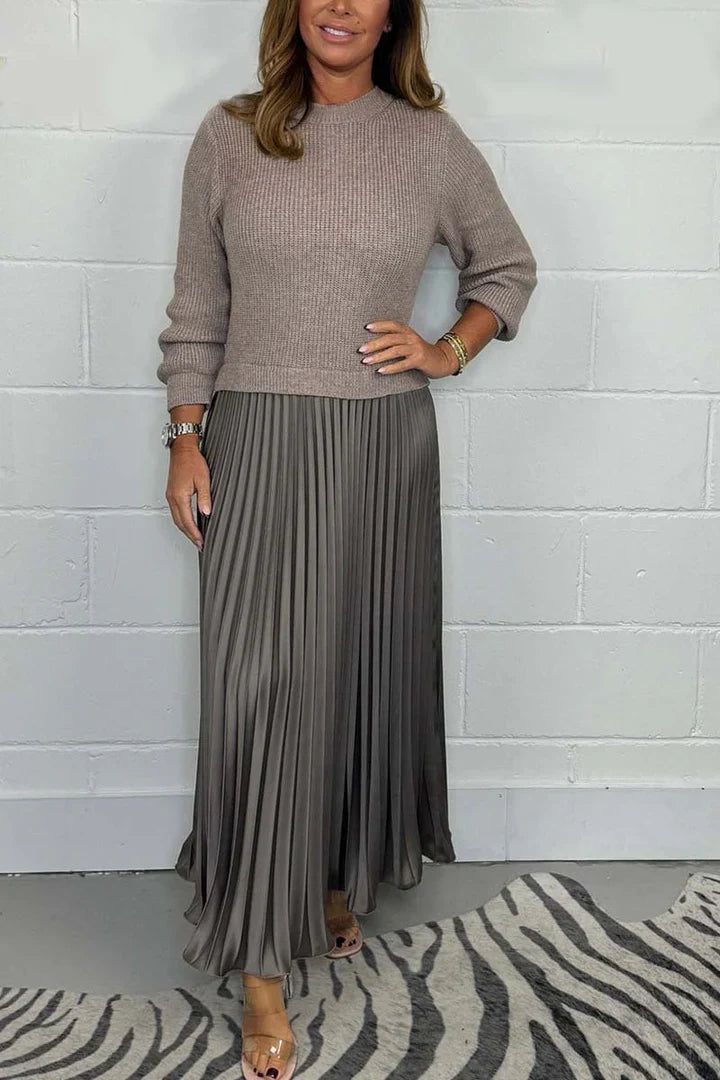wool evening dress Brown Wool Fit and Flare Dress, Office Dress, Formal Dress, Dress for Work, Plus Size Prom Dress, V-neck Long Dress, Guest Wedding Dress