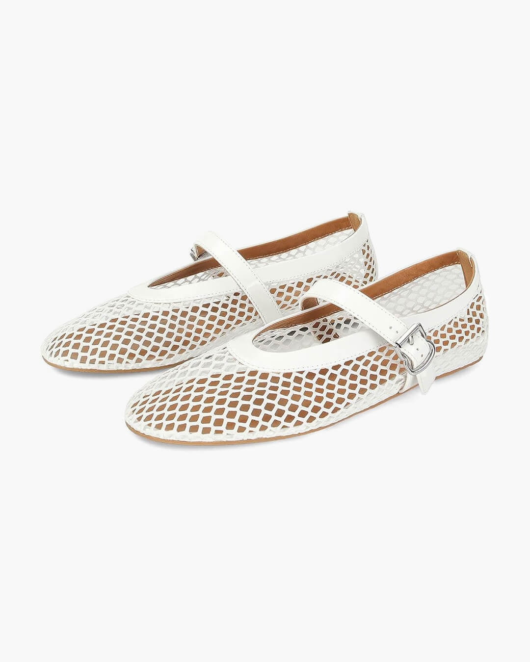 Ballerines femme résille mary jane bride boucle bout rond semelle plate