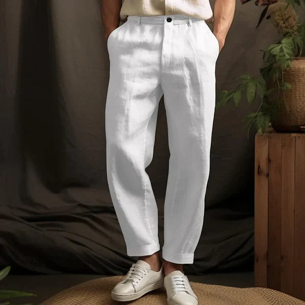 Pantalon lin homme | Respirant, léger | Kaki, blanc, vert, noir