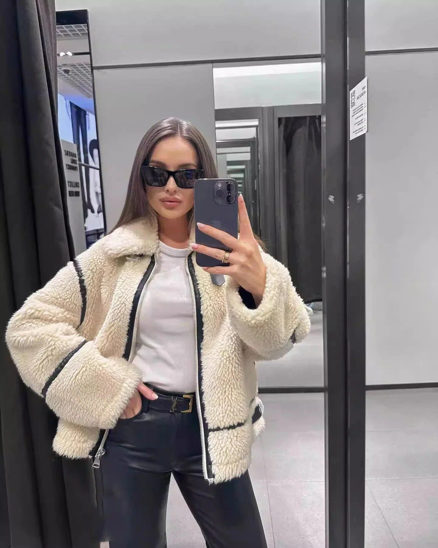 Veste Pilote | Effet Mouton Beige, Chaleur Rétro
