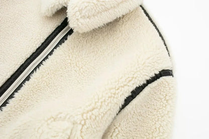 Veste Pilote | Effet Mouton Beige, Chaleur Rétro