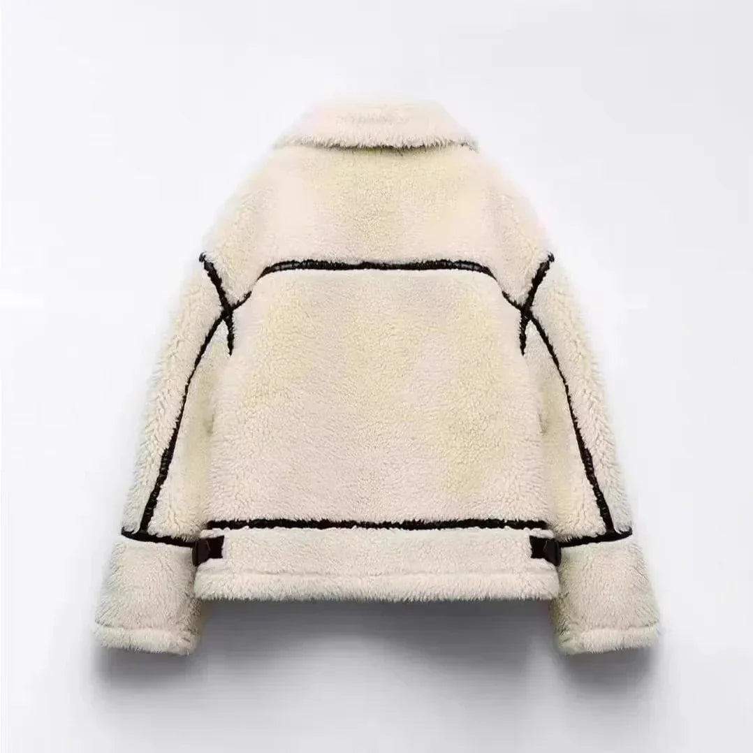 Veste Pilote | Effet Mouton Beige, Chaleur Rétro