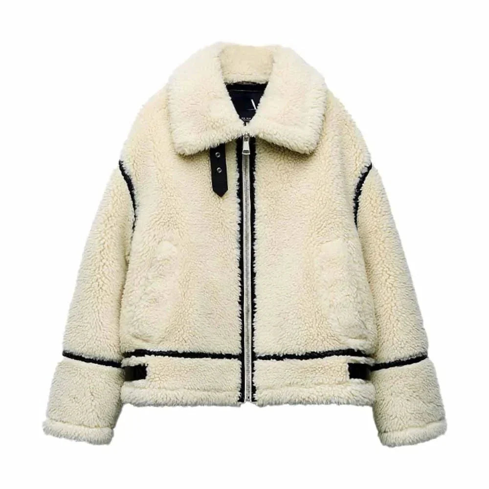 Veste Pilote | Effet Mouton Beige, Chaleur Rétro