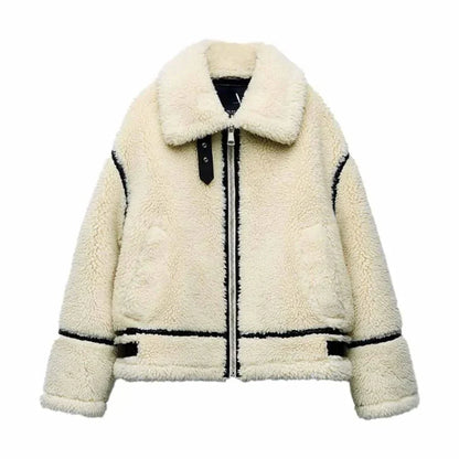Veste Pilote | Effet Mouton Beige, Chaleur Rétro