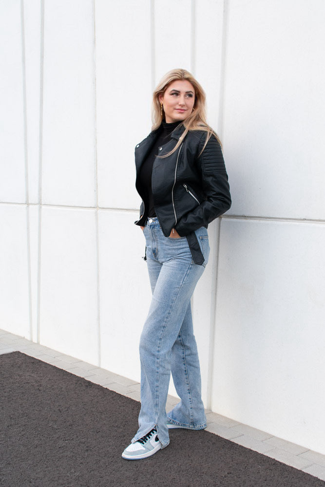 Veste Motard Femme | Cuir Noir, Coupe Ajustée