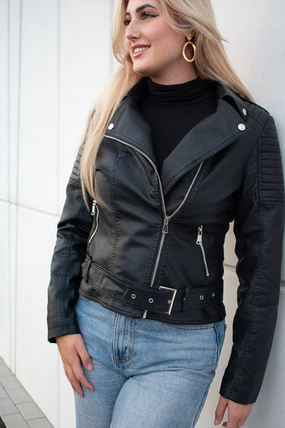 Veste Motard Femme | Cuir Noir, Coupe Ajustée