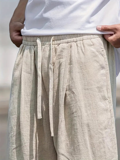 Pantalon lin homme | Coupe ample, taille élastique | Été
