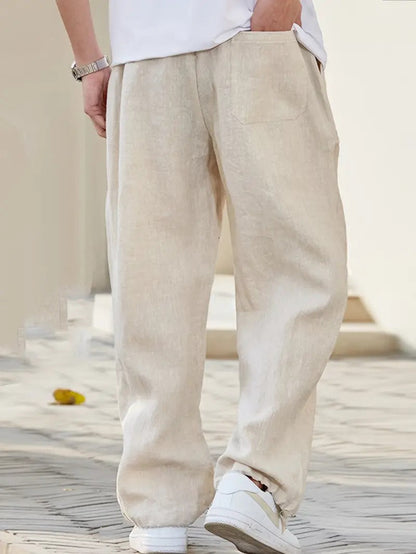 Pantalon lin homme | Coupe ample, taille élastique | Été