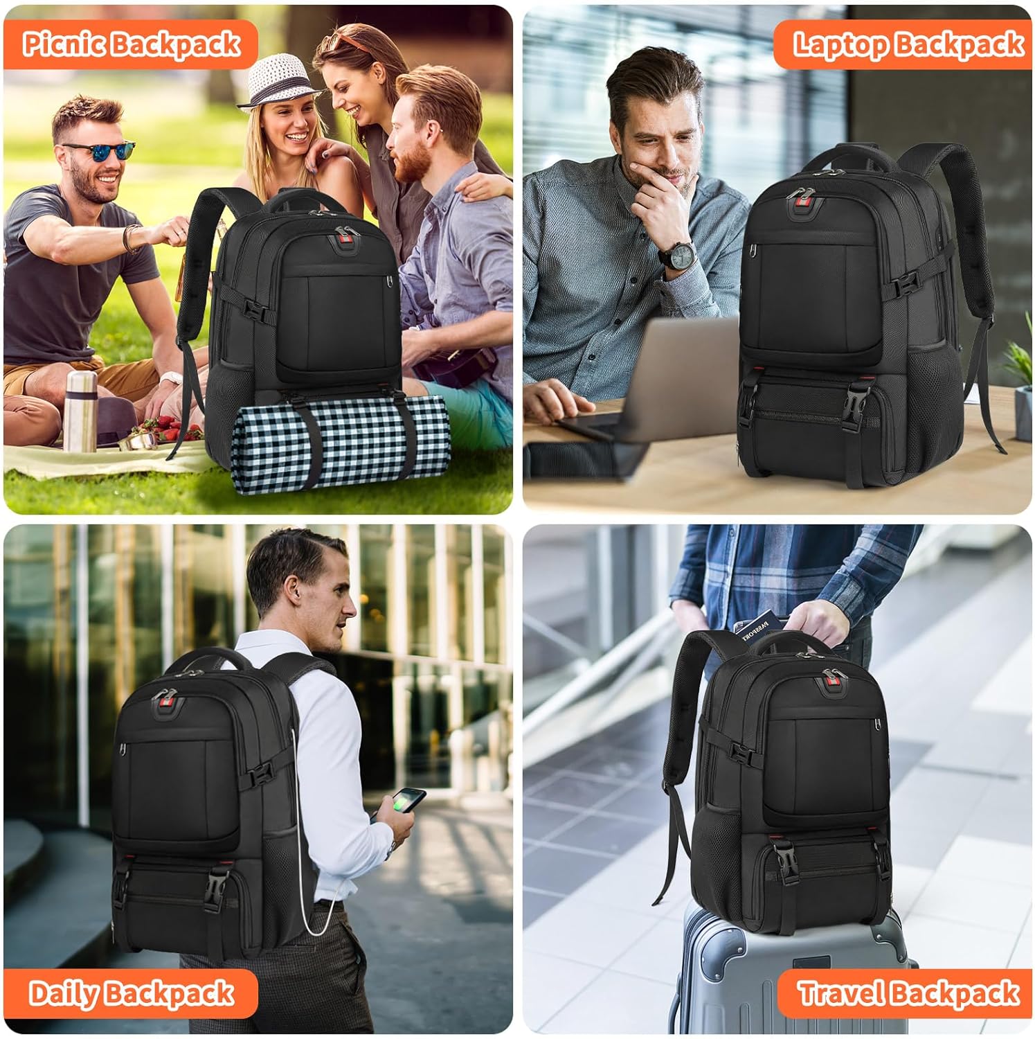 Sac à dos de voyage | Compartiment isolé, Chargement USB, Accès TSA