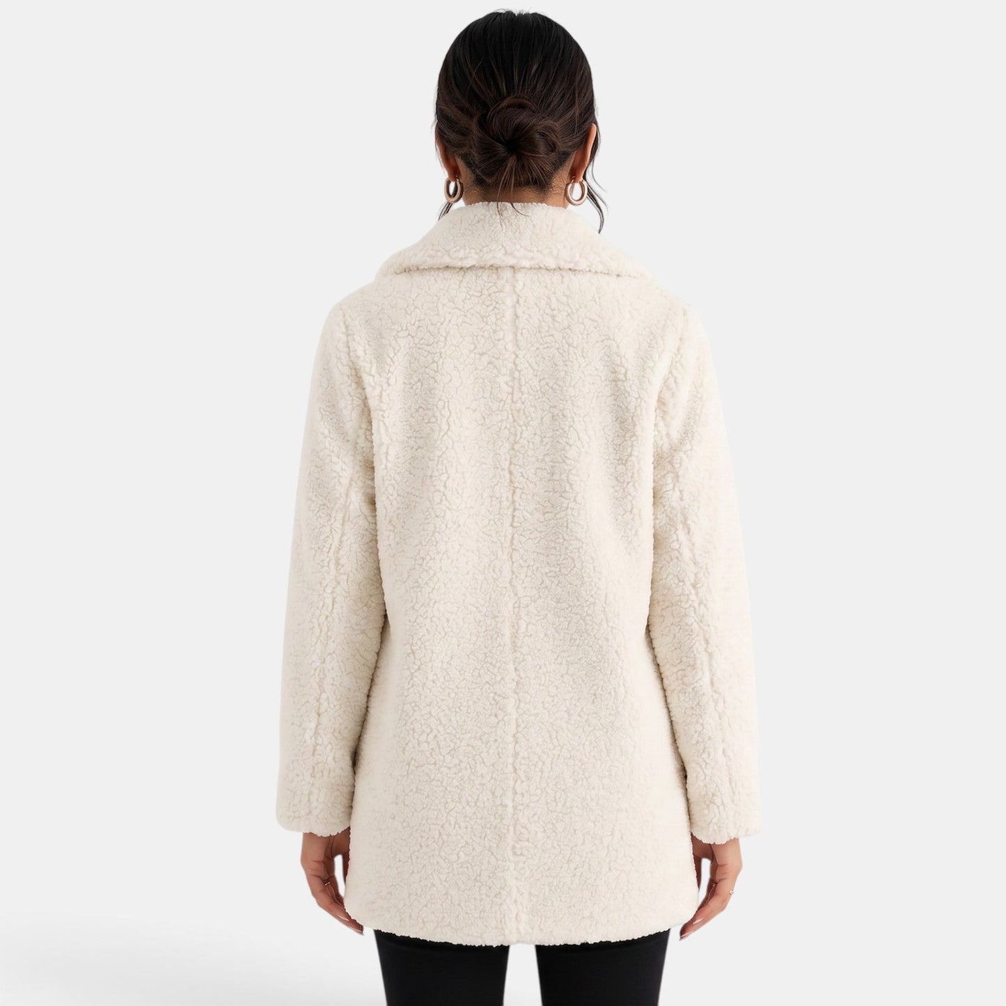 Manteau Teddy Blanc Femme | Court, Effet Laine | Chaud et Élégant