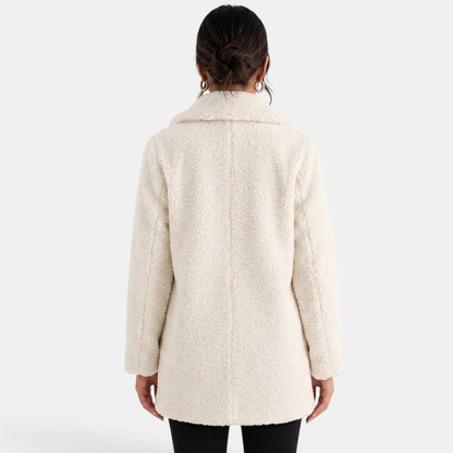 Manteau Teddy Blanc Femme | Court, Effet Laine | Chaud et Élégant