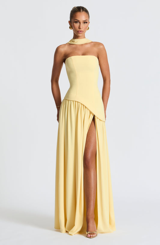 Robe de soirée maxi - sans bretelles - taille asymétrique