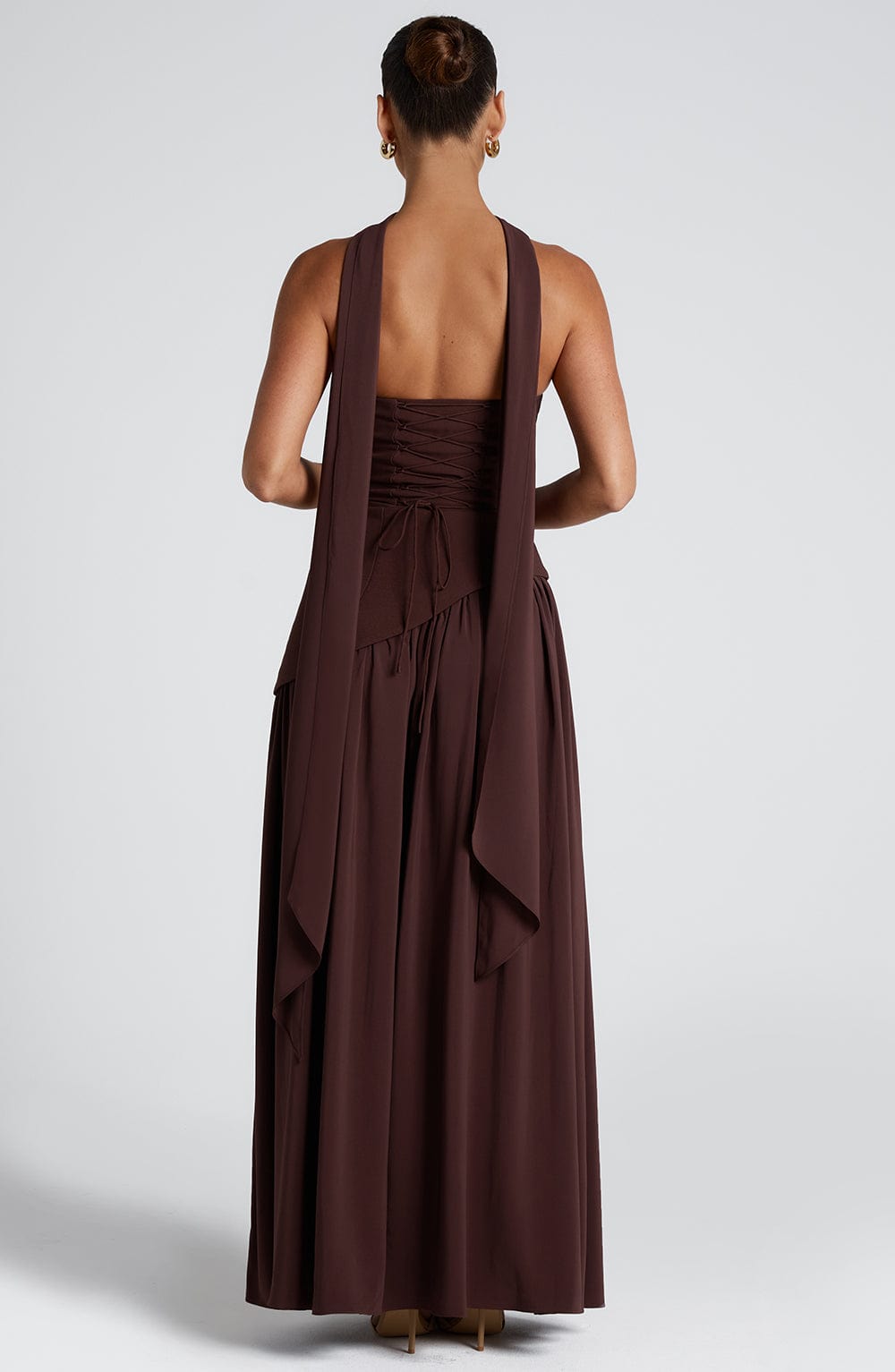 Robe de soirée maxi - sans bretelles - taille asymétrique