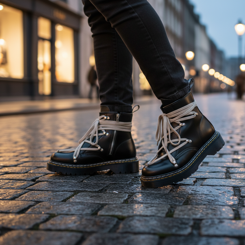 Bottes Homme Épaisses Noires | Lacets Croisés, Plateforme