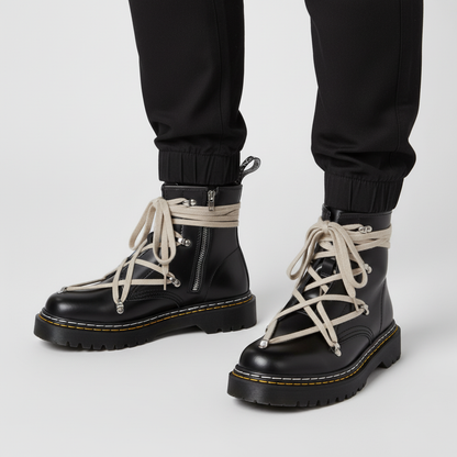 Bottes Homme Épaisses Noires | Lacets Croisés, Plateforme