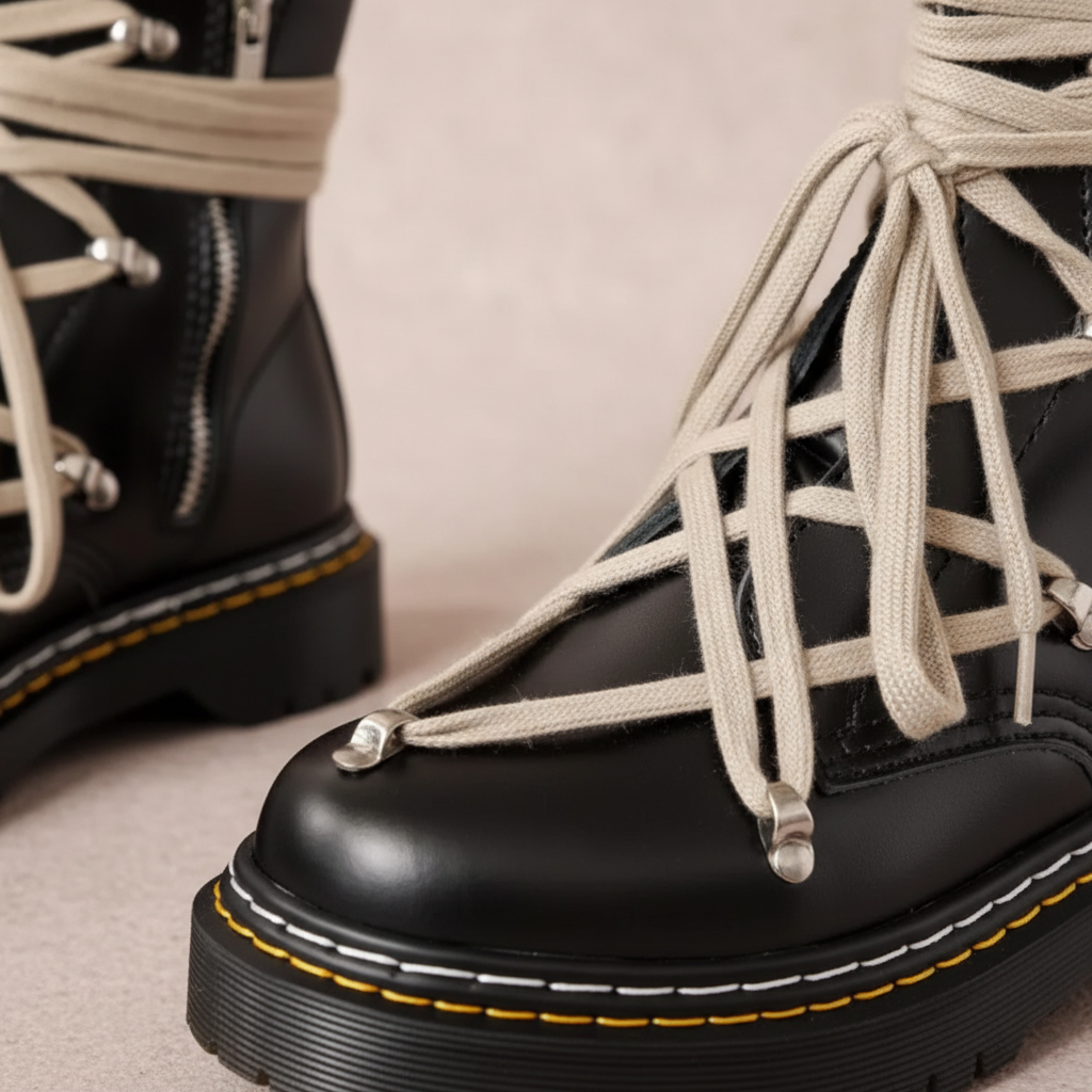 Bottes Homme Épaisses Noires | Lacets Croisés, Plateforme