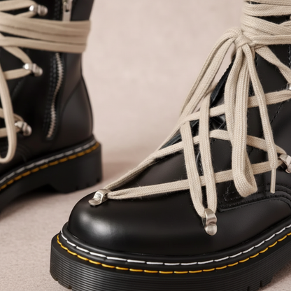 Bottes Homme Épaisses Noires | Lacets Croisés, Plateforme