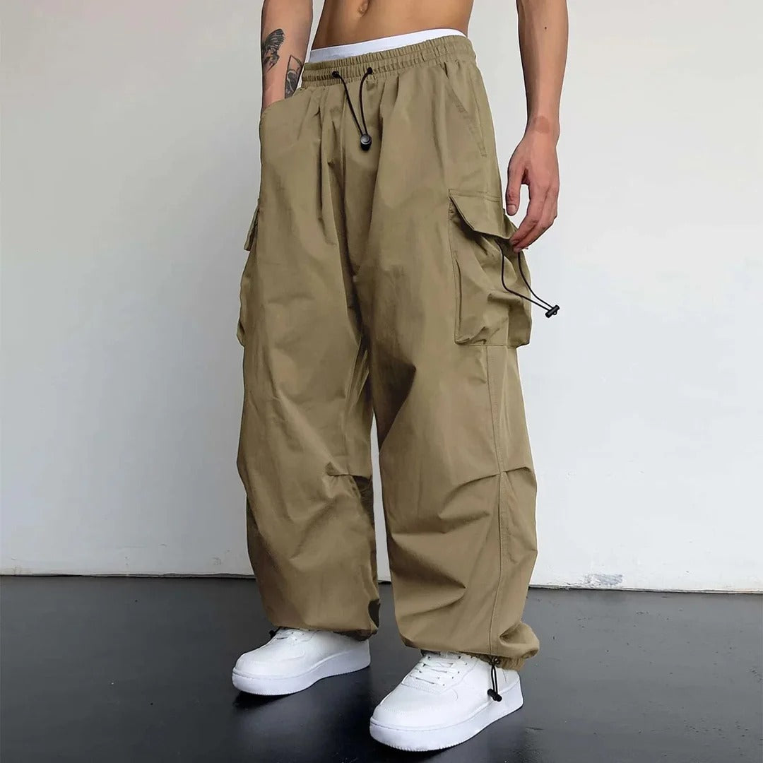 Pantalon cargo homme multi-poches coupe droite coloris neutres