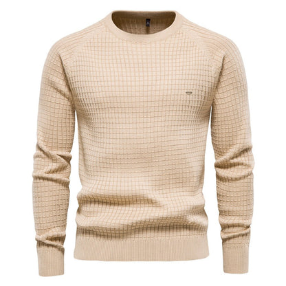 Pull homme structuré manches longues hiver, design texturé moderne