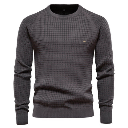 Pull homme structuré manches longues hiver, design texturé moderne
