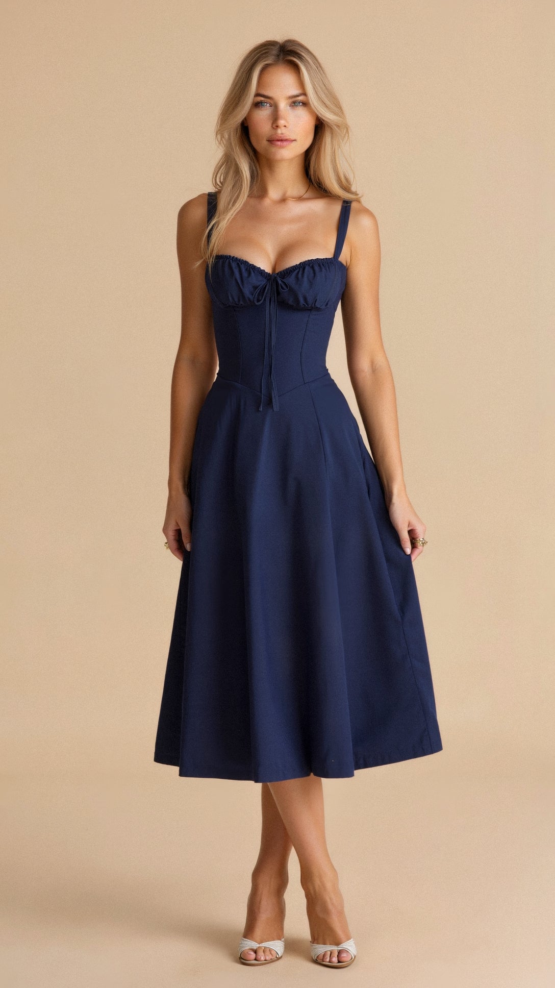 Robe de soirée femme - midi fleurie - légère élégante