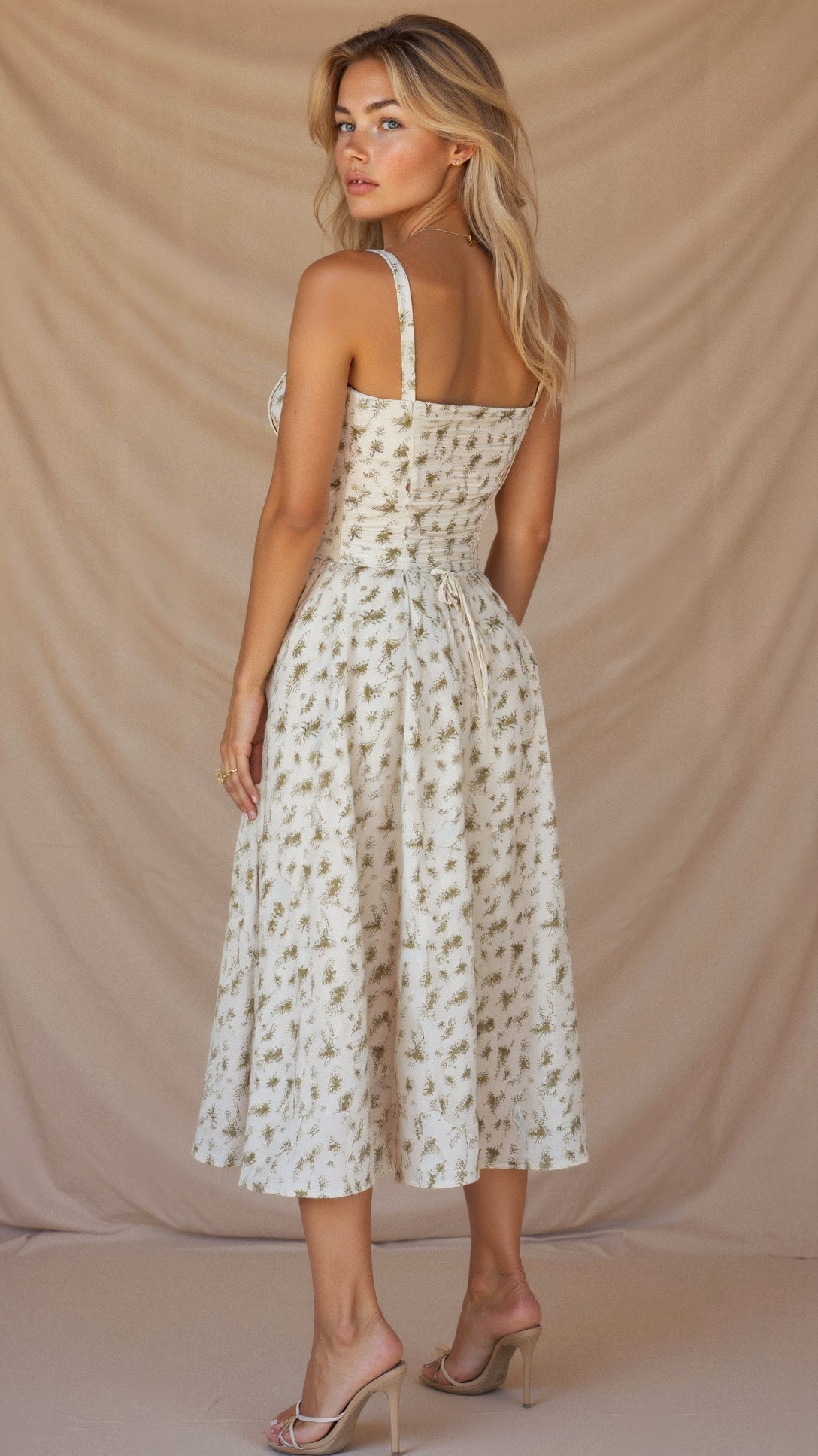 Robe de soirée femme - midi fleurie - légère élégante