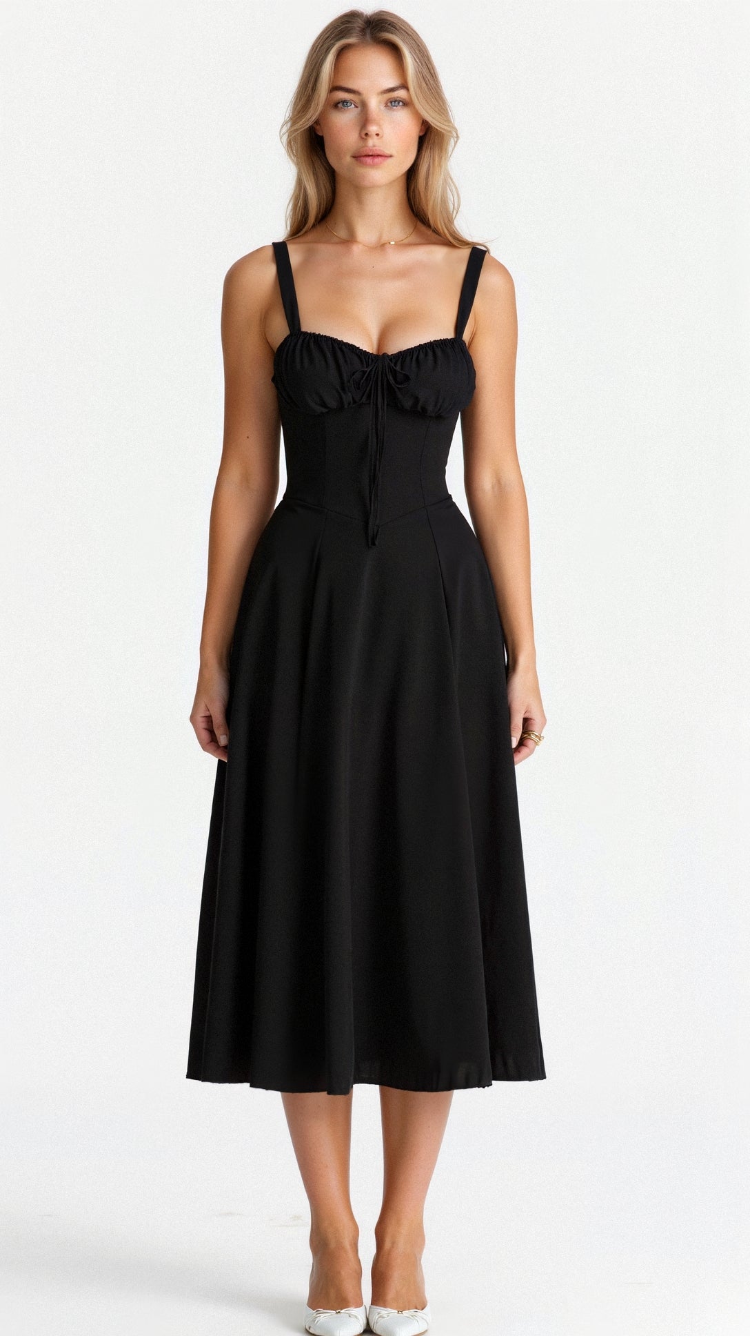 Robe de soirée femme - midi fleurie - légère élégante