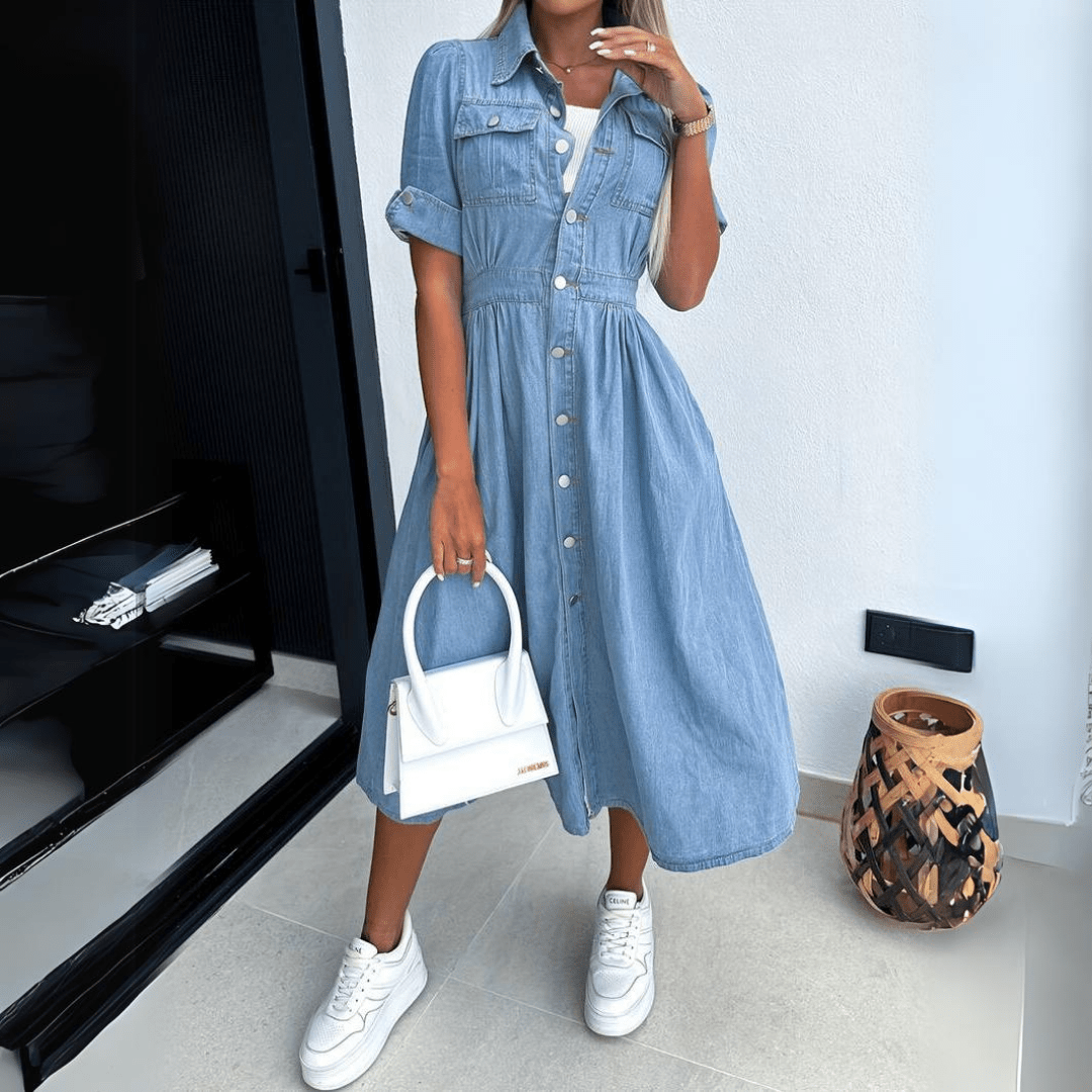 Robe Midi Rebekka - Denim - Femme